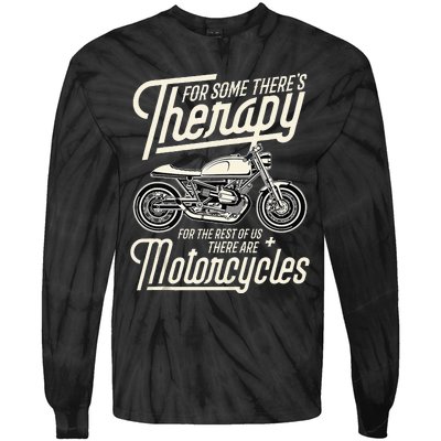 Funny Motorcycle Rider Therapy Vintage Biker Gift Tie-Dye Long Sleeve Shirt