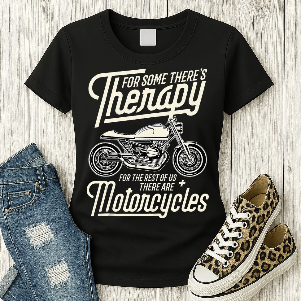 Funny Motorcycle Rider Therapy Vintage Biker Gift Womens T-Shirt