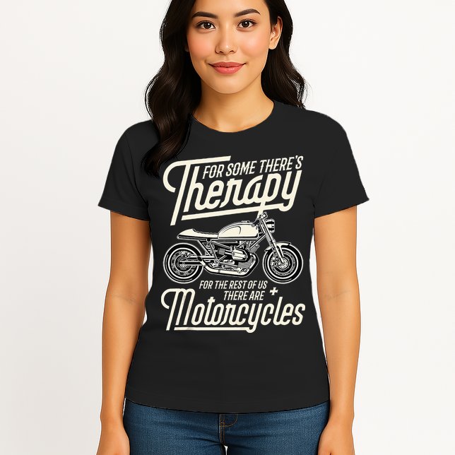 Funny Motorcycle Rider Therapy Vintage Biker Gift Womens T-Shirt