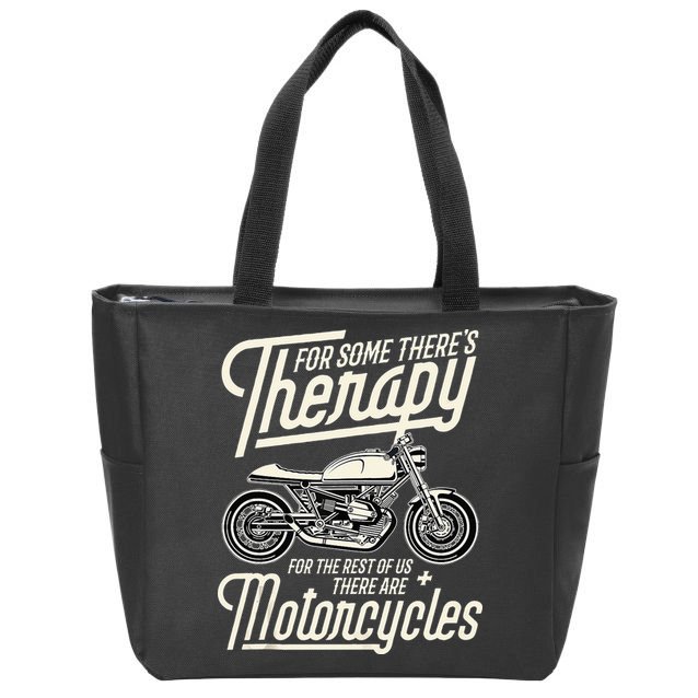 Funny Motorcycle Rider Therapy Vintage Biker Gift Zip Tote Bag