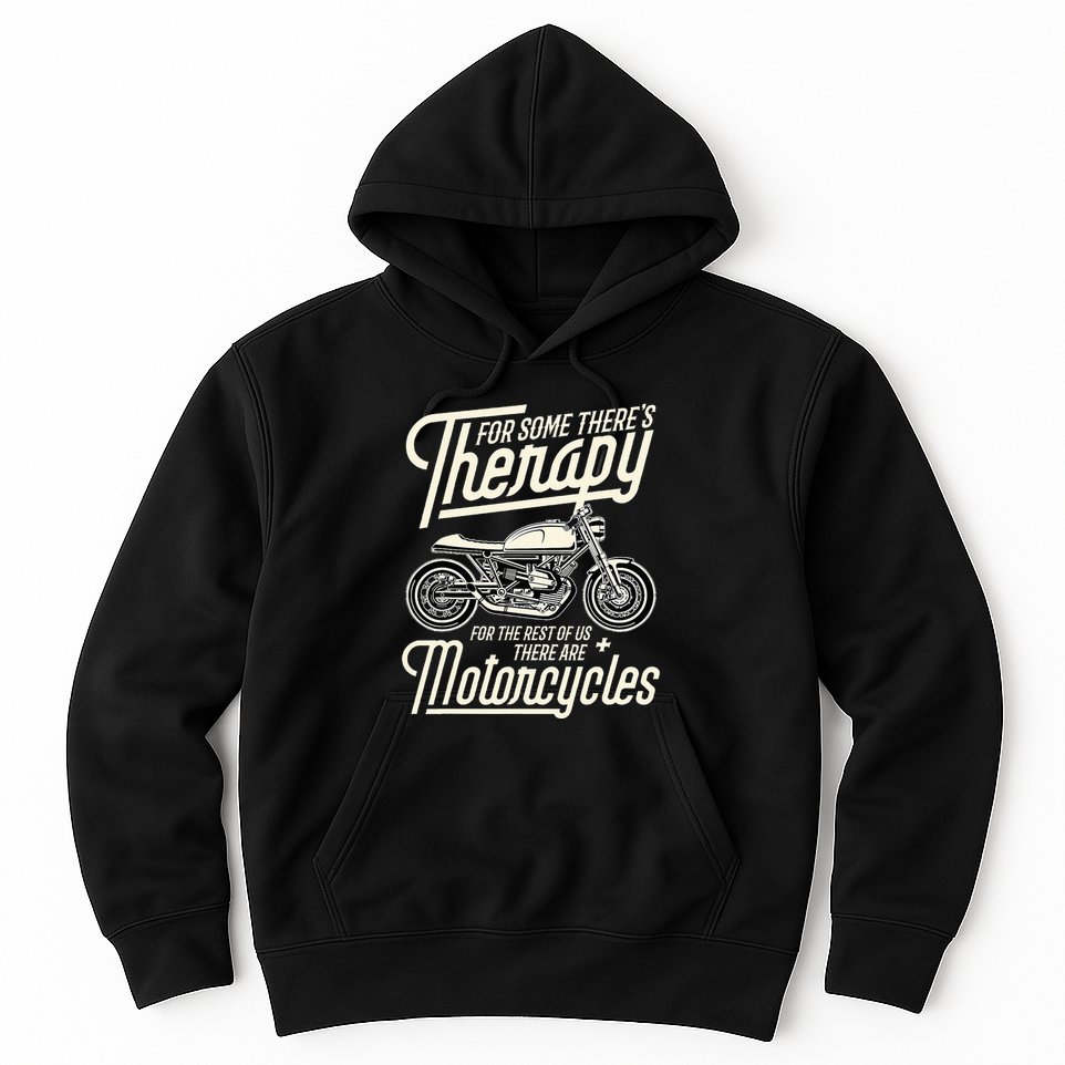 Funny Motorcycle Rider Therapy  Vintage Biker Gift Hoodie