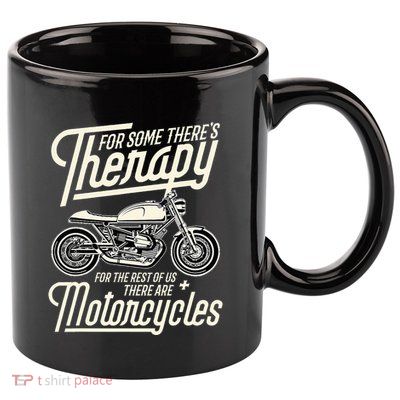 Funny Motorcycle Rider Therapy  Vintage Biker Gift 11oz C Handle Ceramic Mug