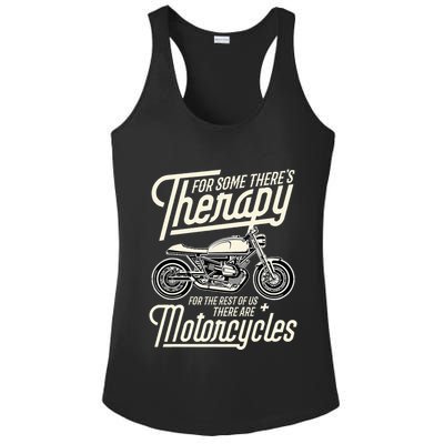 Funny Motorcycle Rider Therapy  Vintage Biker Gift Ladies PosiCharge Competitor Racerback Tank