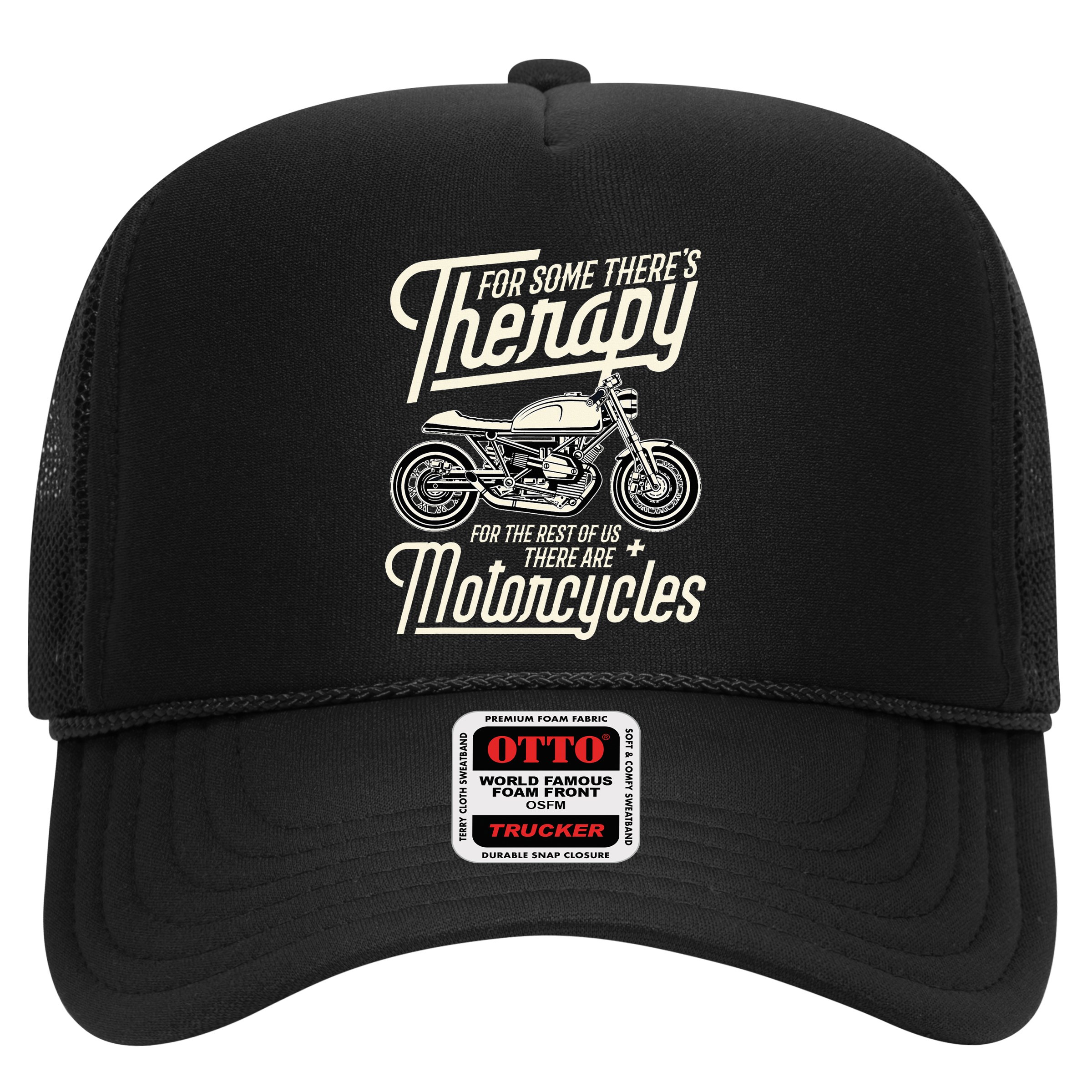 Funny Motorcycle Rider Therapy  Vintage Biker Gift Trucker Hat