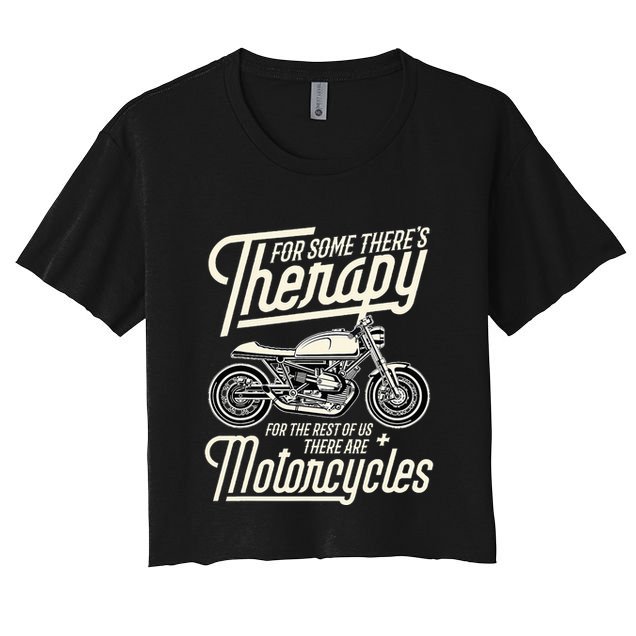 Funny Motorcycle Rider Therapy  Vintage Biker Gift Crop Top