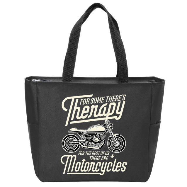 Funny Motorcycle Rider Therapy  Vintage Biker Gift Zip Tote Bag