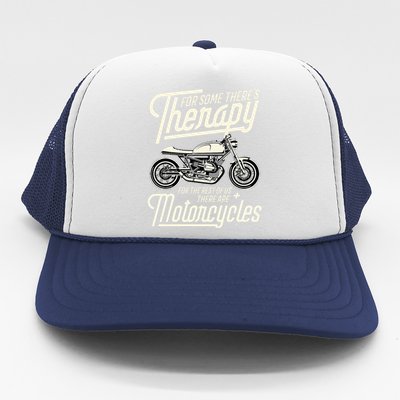 Funny Motorcycle Rider Therapy  Vintage Biker Gift Trucker Hat