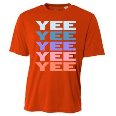 Funny Modern Repeated Text Design Yee Gift Cooling Performance Crew T-Shirt