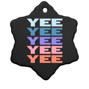 Funny Modern Repeated Text Design Yee Gift Ceramic Star Ornament