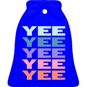 Funny Modern Repeated Text Design Yee Gift Ceramic Bell Ornament