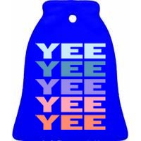 Funny Modern Repeated Text Design Yee Gift Ceramic Bell Ornament