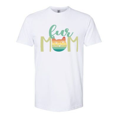 Fur Mom Retro Cat Mom Best Cat Mom Vintage Cat Mom Fur Mama Funny Gift Softstyle® CVC T-Shirt