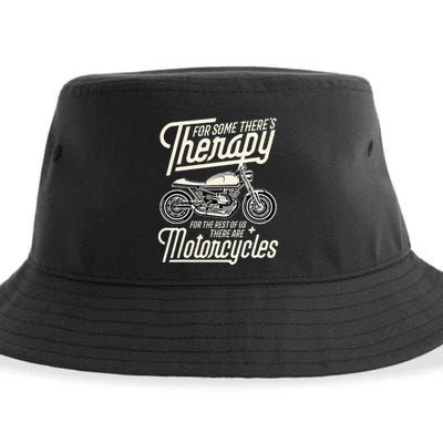 Funny Motorcycle Rider Therapy Vintage Biker Gift Short Sleeve Sustainable Bucket Hat