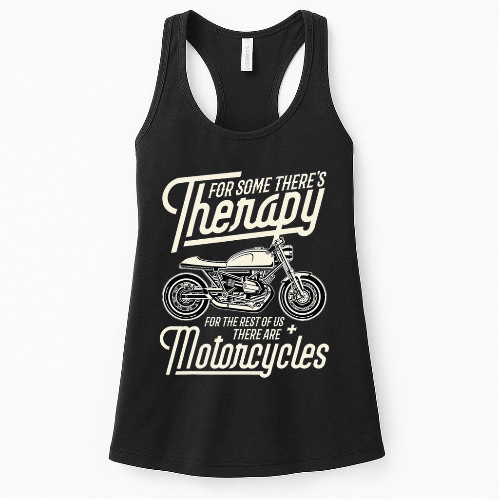 Funny Motorcycle Rider Therapy Vintage Biker Gift Short Sleeve Womens Tank Top