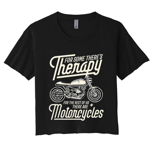 Funny Motorcycle Rider Therapy Vintage Biker Gift Short Sleeve Crop Top
