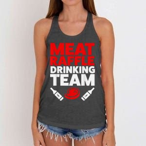 Funny Meat Raffle Drinking Team Buffalo NY Minnesota Women's Knotted Racerback Tank