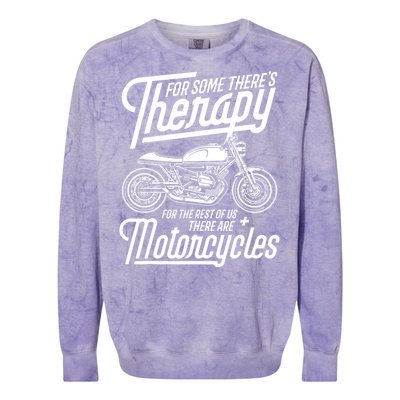 Funny Motorcycle Rider Therapy Colorblast Crewneck Sweatshirt