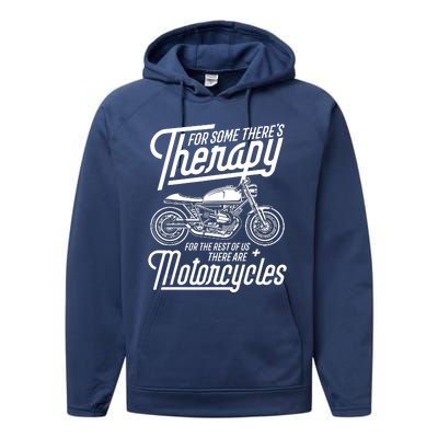 Funny Motorcycle Rider Therapy Performance Fleece Hoodie