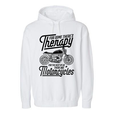 Funny Motorcycle Rider Therapy Garment-Dyed Fleece Hoodie