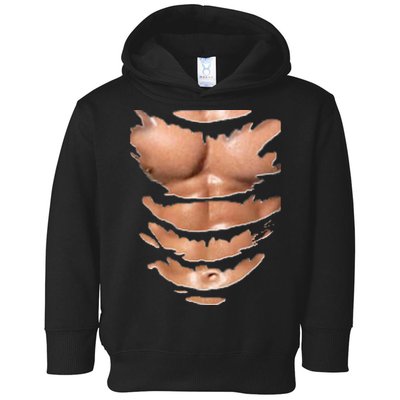 Fake Muscles Ripped Torn Chest Six Pack Abs Fitness Model Toddler Hoodie