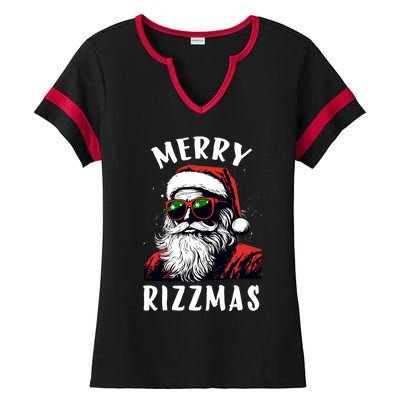 Funny Merry Rizzmas Christmas Rizz Santa Claus Charisma Cool Ladies Halftime Notch Neck Tee