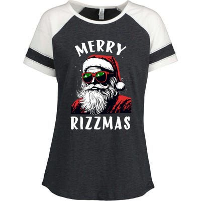 Funny Merry Rizzmas Christmas Rizz Santa Claus Charisma Cool Enza Ladies Jersey Colorblock Tee