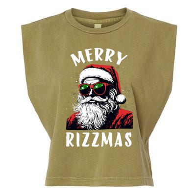 Funny Merry Rizzmas Christmas Rizz Santa Claus Charisma Cool Garment-Dyed Women's Muscle Tee