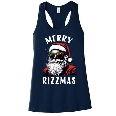 Funny Merry Rizzmas Christmas Rizz Santa Claus Charisma Cool Women's Racerback Tank