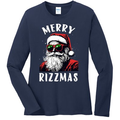 Funny Merry Rizzmas Christmas Rizz Santa Claus Charisma Cool Ladies Long Sleeve Shirt