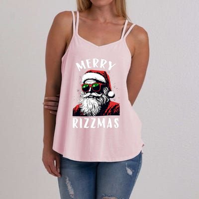 Funny Merry Rizzmas Christmas Rizz Santa Claus Charisma Cool Women's Strappy Tank