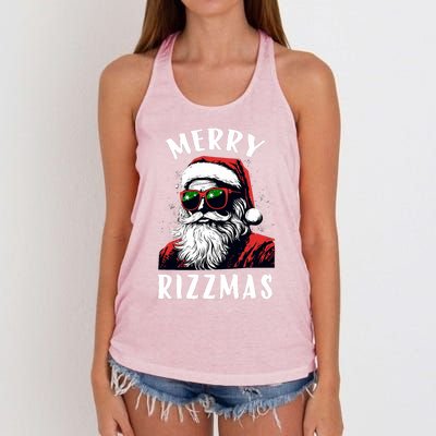 Funny Merry Rizzmas Christmas Rizz Santa Claus Charisma Cool Women's Knotted Racerback Tank