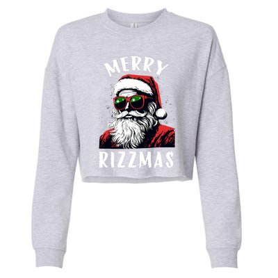 Funny Merry Rizzmas Christmas Rizz Santa Claus Charisma Cool Cropped Pullover Crew