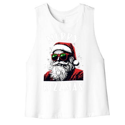 Funny Merry Rizzmas Christmas Rizz Santa Claus Charisma Cool Women's Racerback Cropped Tank