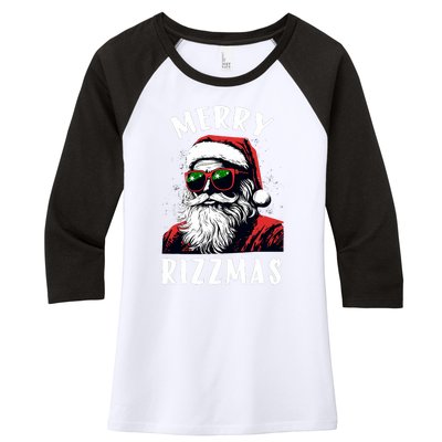 Funny Merry Rizzmas Christmas Rizz Santa Claus Charisma Cool Women's Tri-Blend 3/4-Sleeve Raglan Shirt