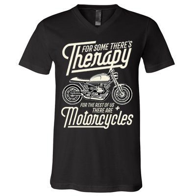 Funny Motorcycle Rider Therapy Vintage Biker Gift Short Sleeve V-Neck T-Shirt