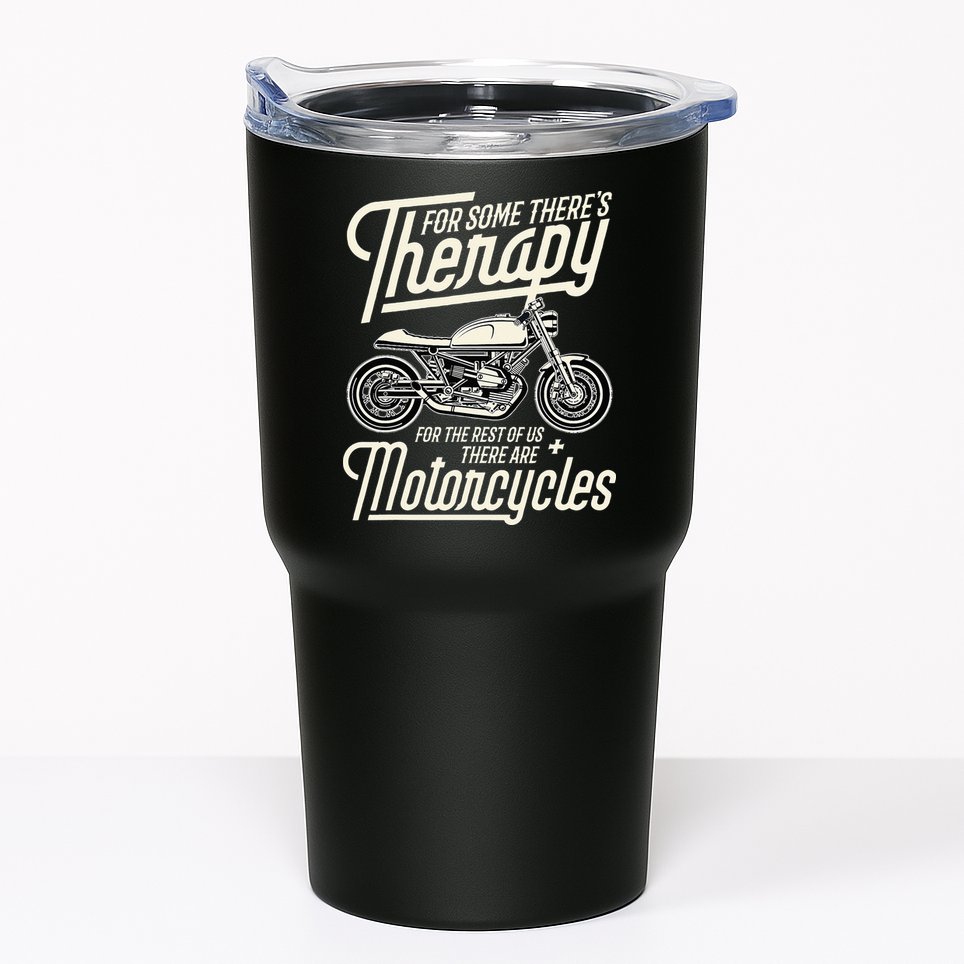 Funny Motorcycle Rider Therapy Vintage Biker Gift Short Sleeve Tumbler