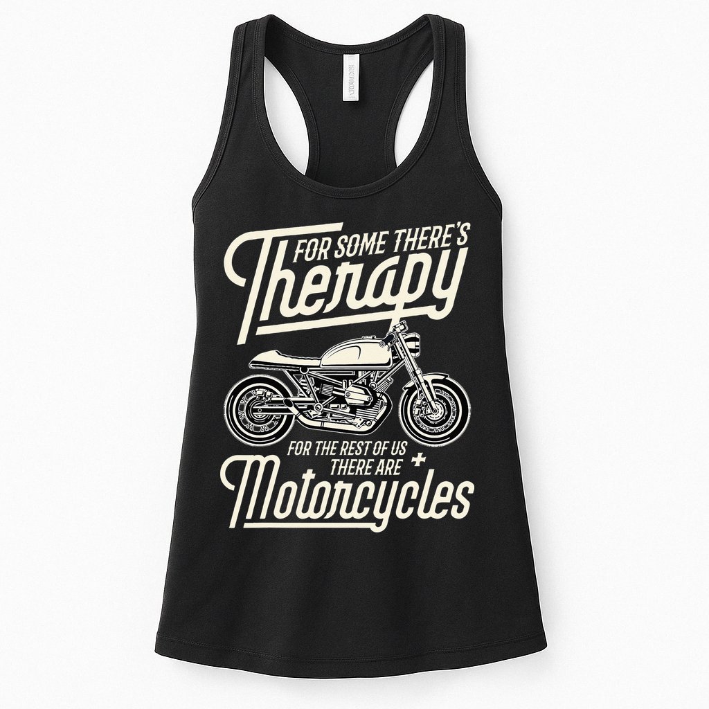 Funny Motorcycle Rider Therapy Vintage Biker Gift Short Sleeve Womens Tank Top