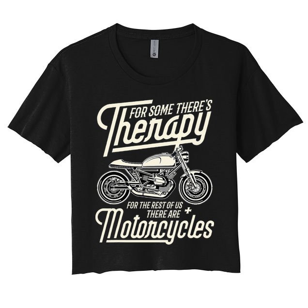 Funny Motorcycle Rider Therapy Vintage Biker Gift Short Sleeve Crop Top
