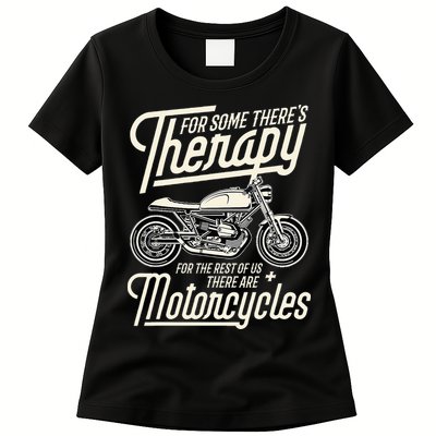 Funny Motorcycle Rider Therapy Vintage Biker Gift Short Sleeve Womens T-Shirt