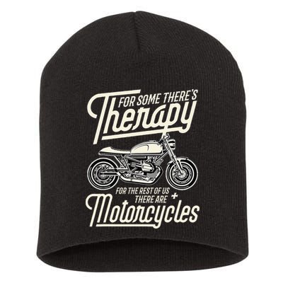 Funny Motorcycle Rider Therapy Vintage Biker Gift Short Sleeve Short Acrylic Beanie