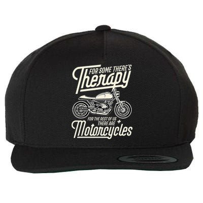 Funny Motorcycle Rider Therapy Vintage Biker Gift Short Sleeve Wool Snapback Cap