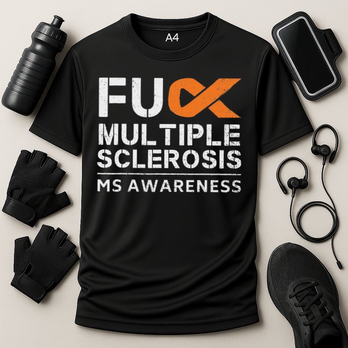 Fuck Multiple Sclerosis Ms Awareness Support Ribbon Performance Shirt