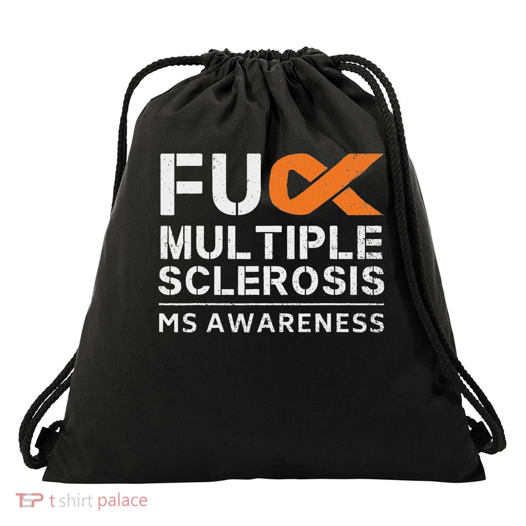 Fuck Multiple Sclerosis Ms Awareness Support Ribbon Drawstring Bag