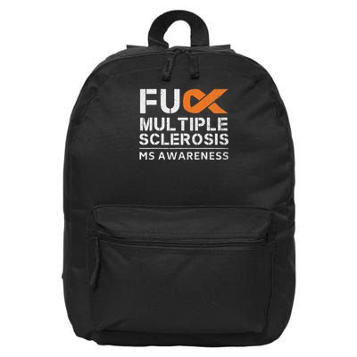 Fuck Multiple Sclerosis Ms Awareness Support Ribbon 16 in Basic Backpack