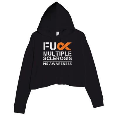 Fuck Multiple Sclerosis Ms Awareness Support Ribbon Crop Fleece Hoodie