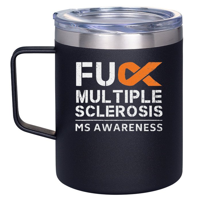 Fuck Multiple Sclerosis Ms Awareness Support Ribbon 12oz Stainless Steel Coffee Mug