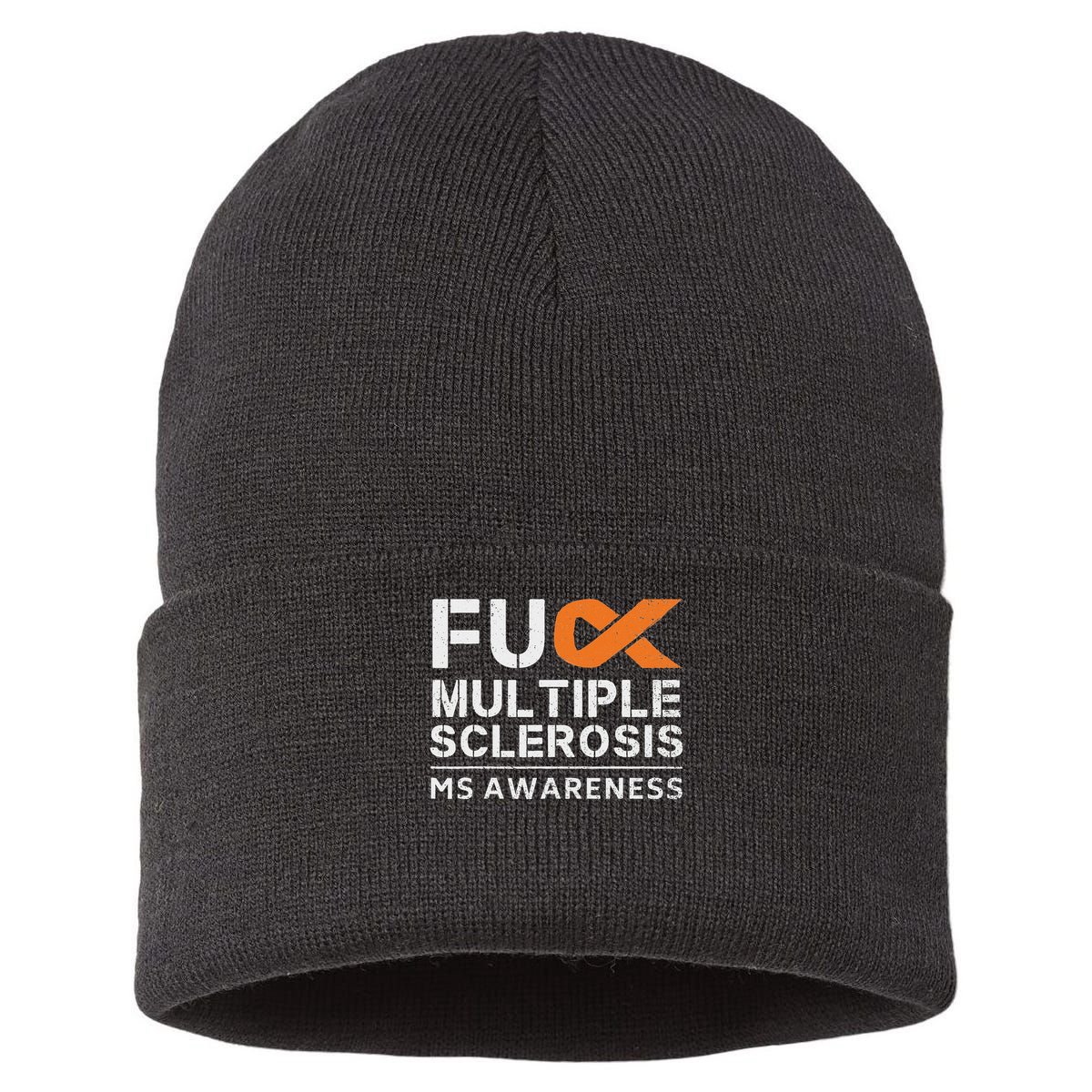 Fuck Multiple Sclerosis Ms Awareness Support Ribbon Sustainable Knit Beanie