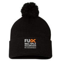 Fuck Multiple Sclerosis Ms Awareness Support Ribbon Pom Pom 12in Knit Beanie
