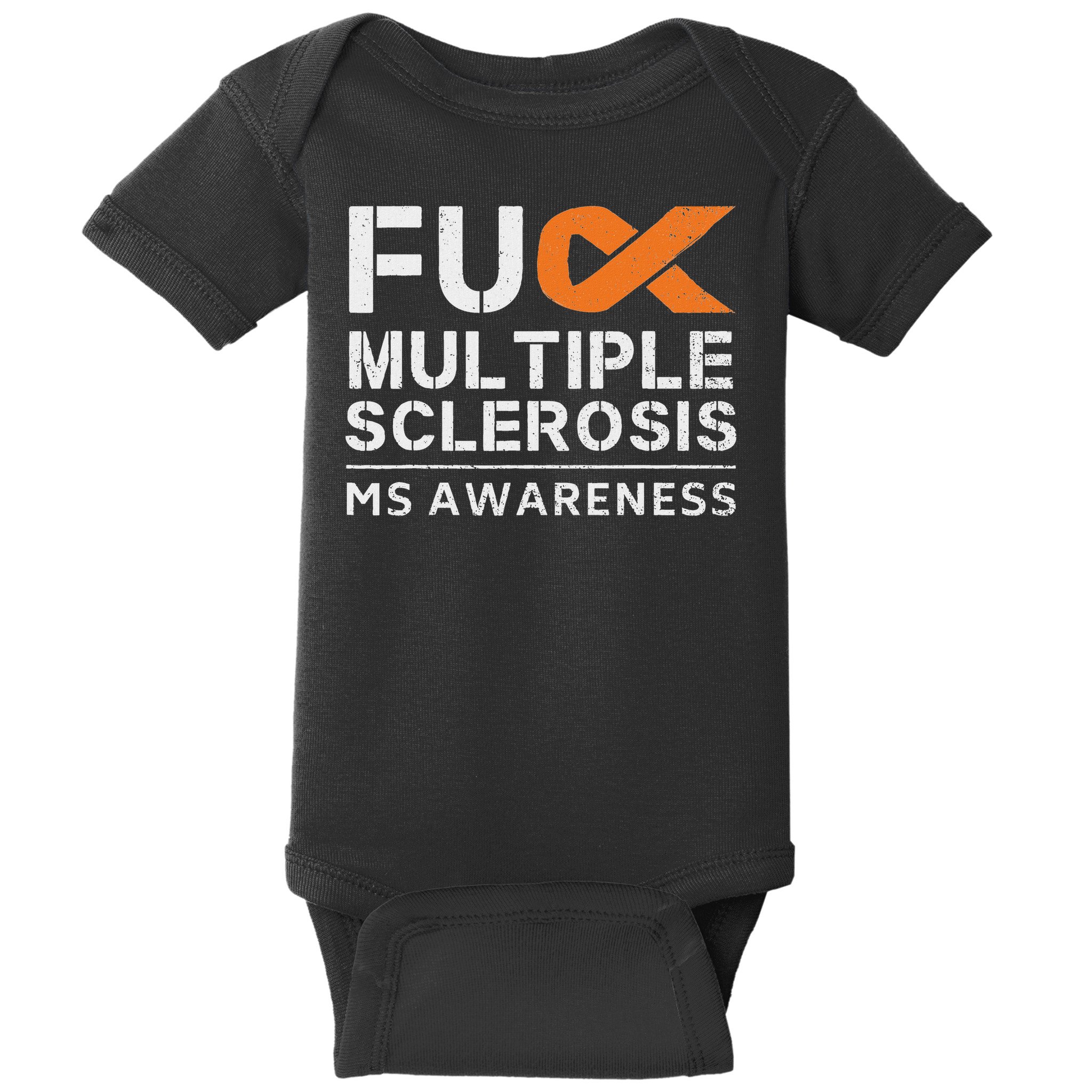 Fuck Multiple Sclerosis Ms Awareness Support Ribbon Baby Bodysuit