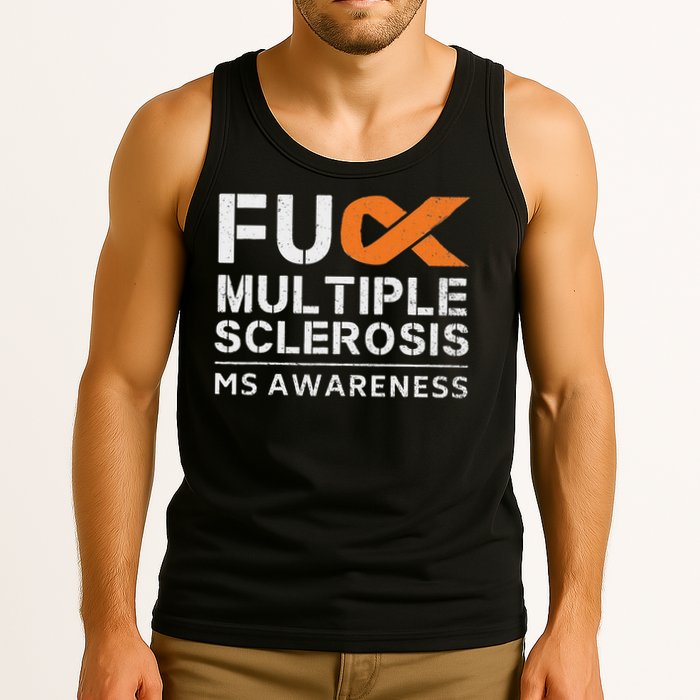 Fuck Multiple Sclerosis Ms Awareness Support Ribbon Tank Top